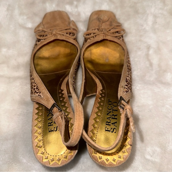 Vintage Franco Sarto Suede & Cow Hair Leopard Kitten Heels Size 6.5 - Picture 12 of 14